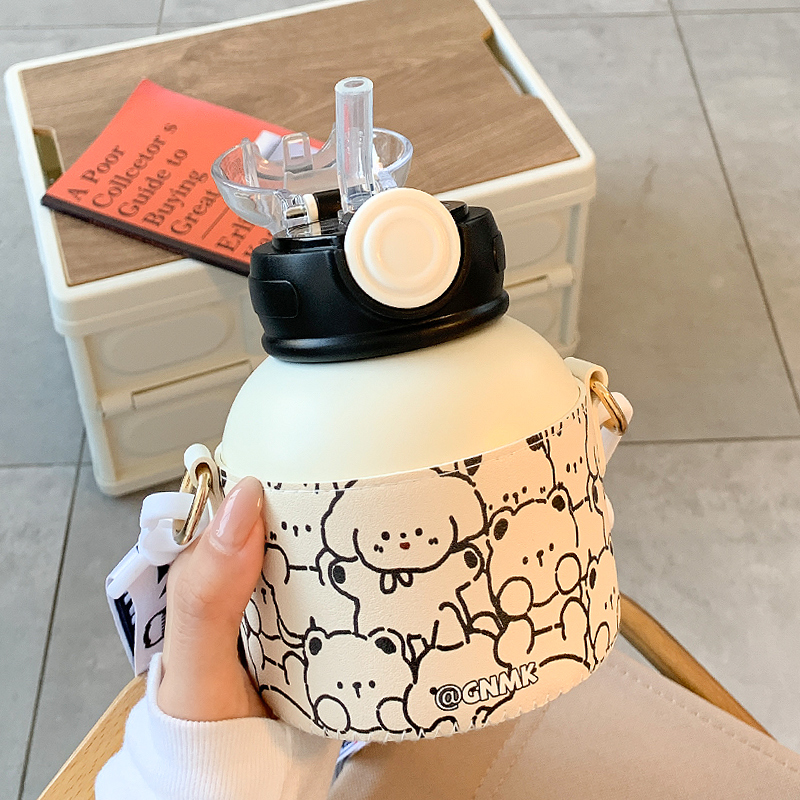可爱小巧保温杯女生高颜值吸管大肚杯子2023新款便携学生防摔水杯
