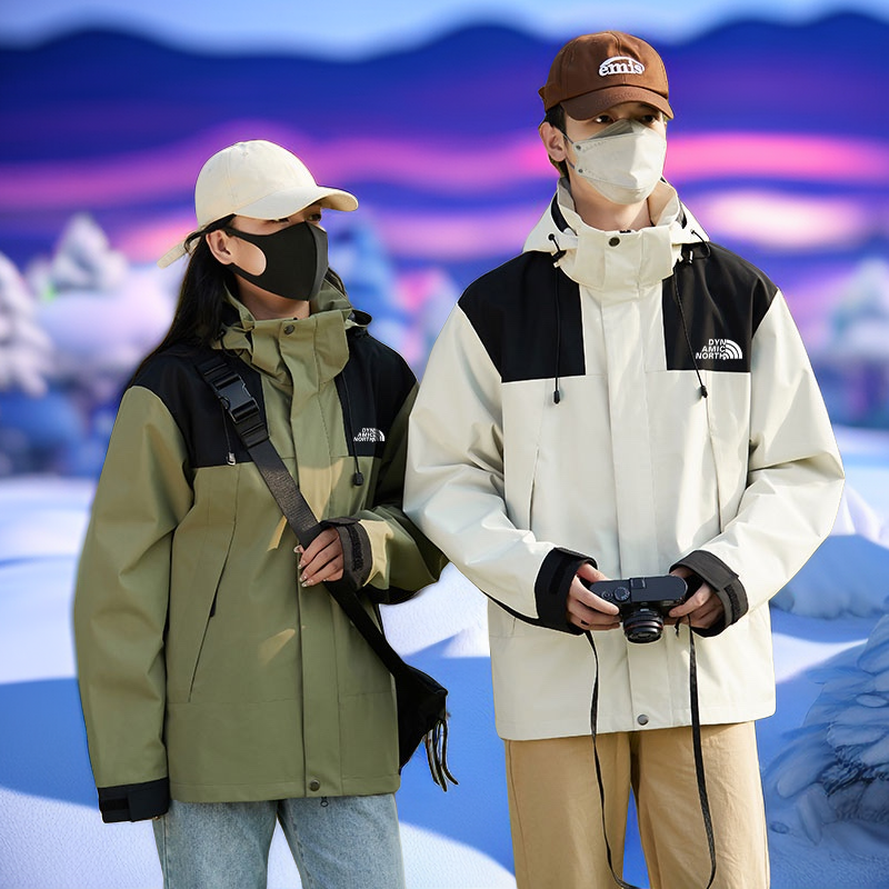 动感北面冲锋衣三合一男女款户外运动登山服防风防水情侣秋冬外套