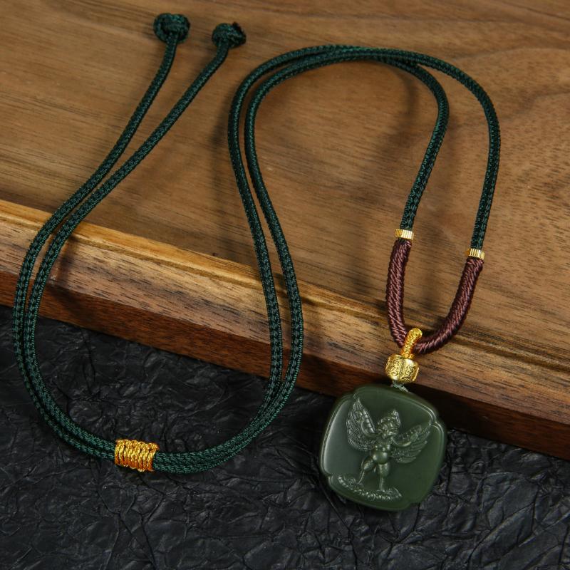 【香掌柜】和田玉特细塔青大鹏鸟吊坠（多样性发货）