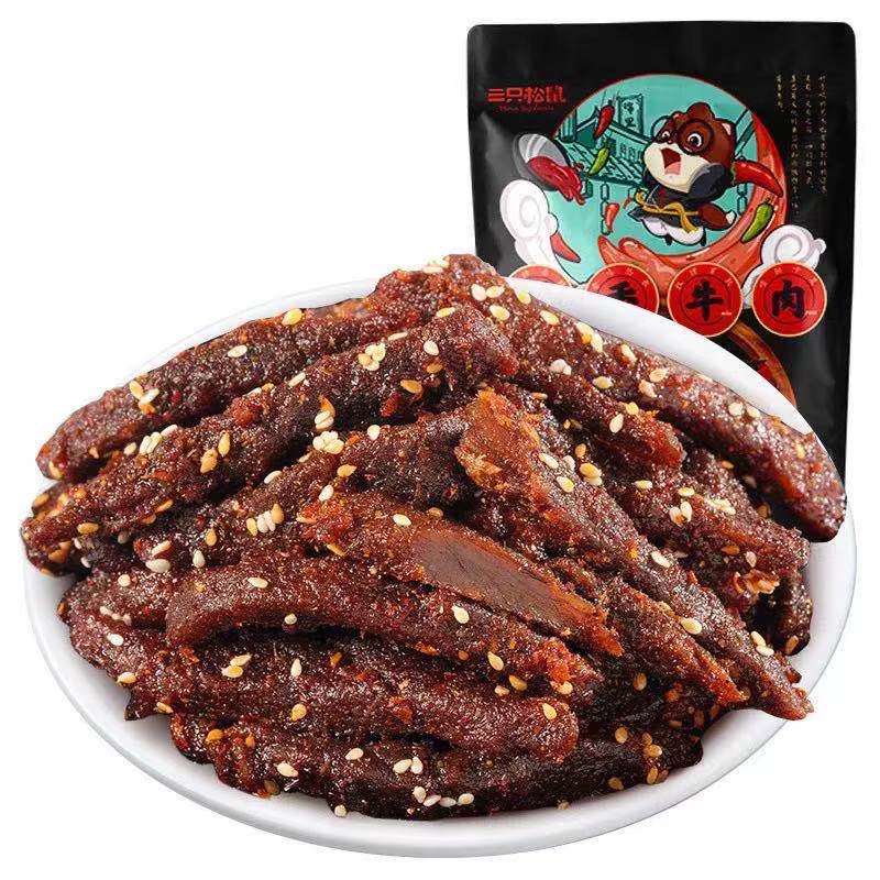 三只松鼠蜀香牛肉100g/袋香辣味牛肉干独立包装零食营养食用肉质