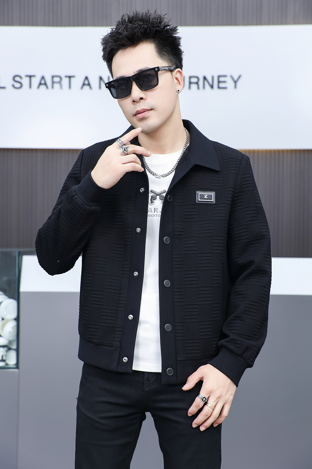 莫代尔混纺-秋冬外套高品质百搭男翻领休闲夹克（902）