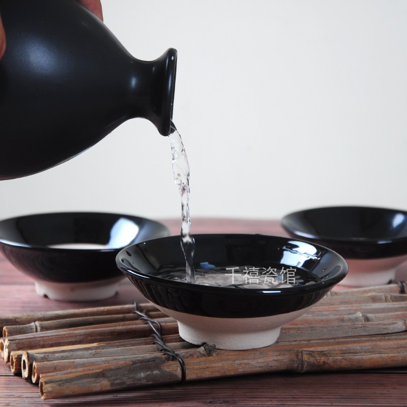 陶瓷仿古酒碗老式土碗蒸碗米饭碗空酒瓶酒杯酒具摔碗家用酒壶套装