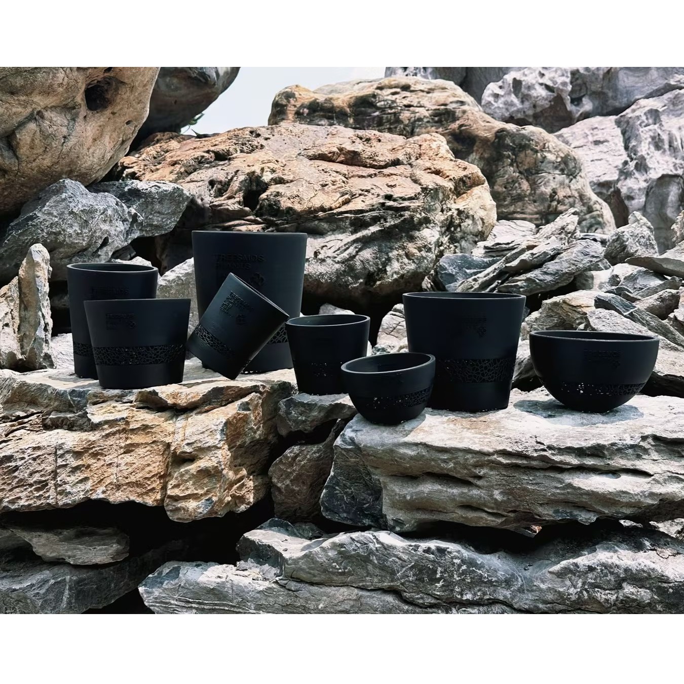 TPL块根植物3D打印花盆个性潮流简约美观高透气性黑色盆器