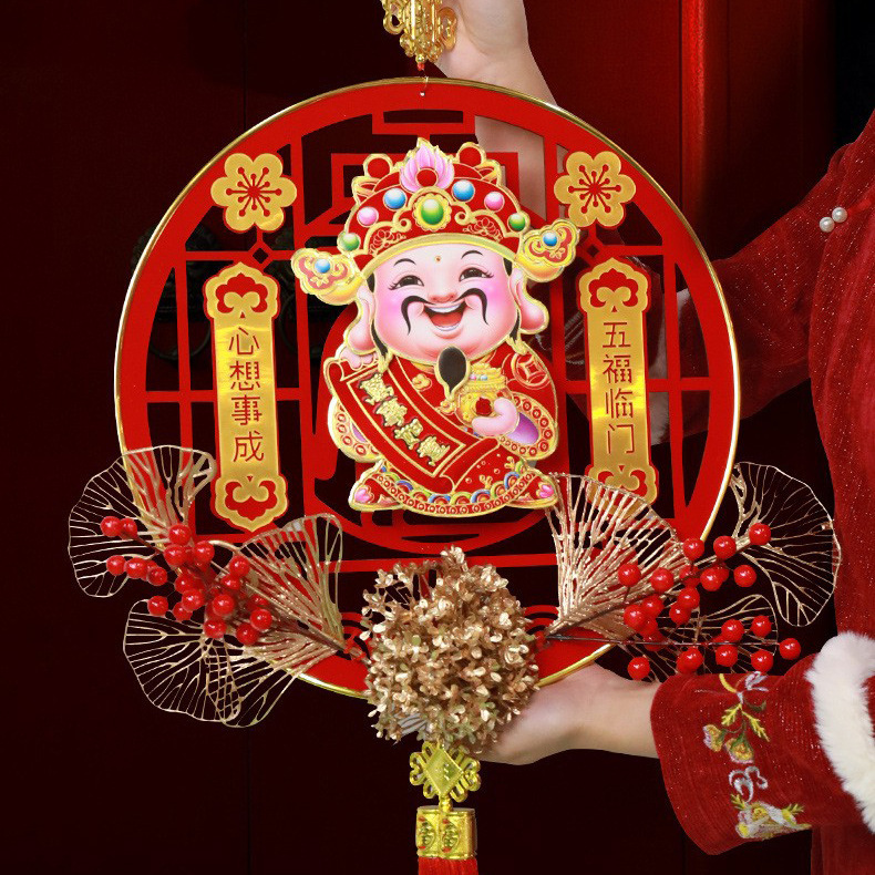 摇头财神电动摇头挂件亚克力烫金新年装饰挂件年货挂饰龙年立体喜