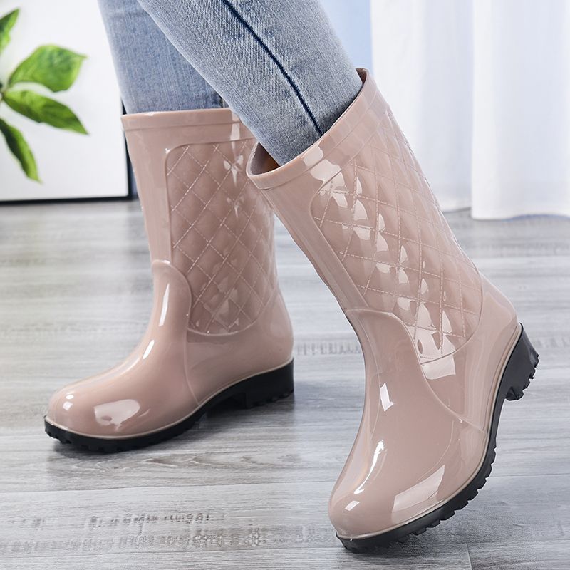百丽纯爱雨鞋防滑水鞋女冬胶靴中筒胶鞋踩水洗衣防水保暖耐磨水靴