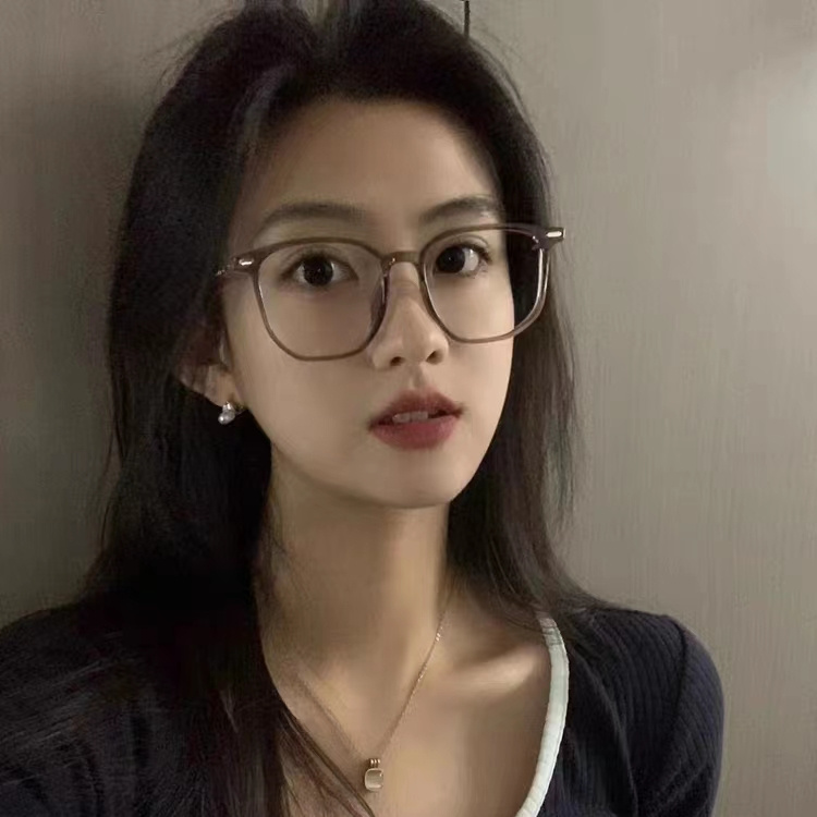 冷茶色近视眼镜架女超轻高颜值防蓝光素颜大框方圆脸可配度数韩系