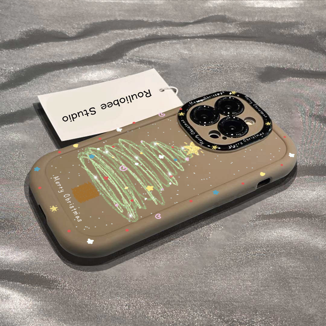 可爱圣诞树泡芙壳适用苹果15手机壳iphone13/14promax防摔12/11女