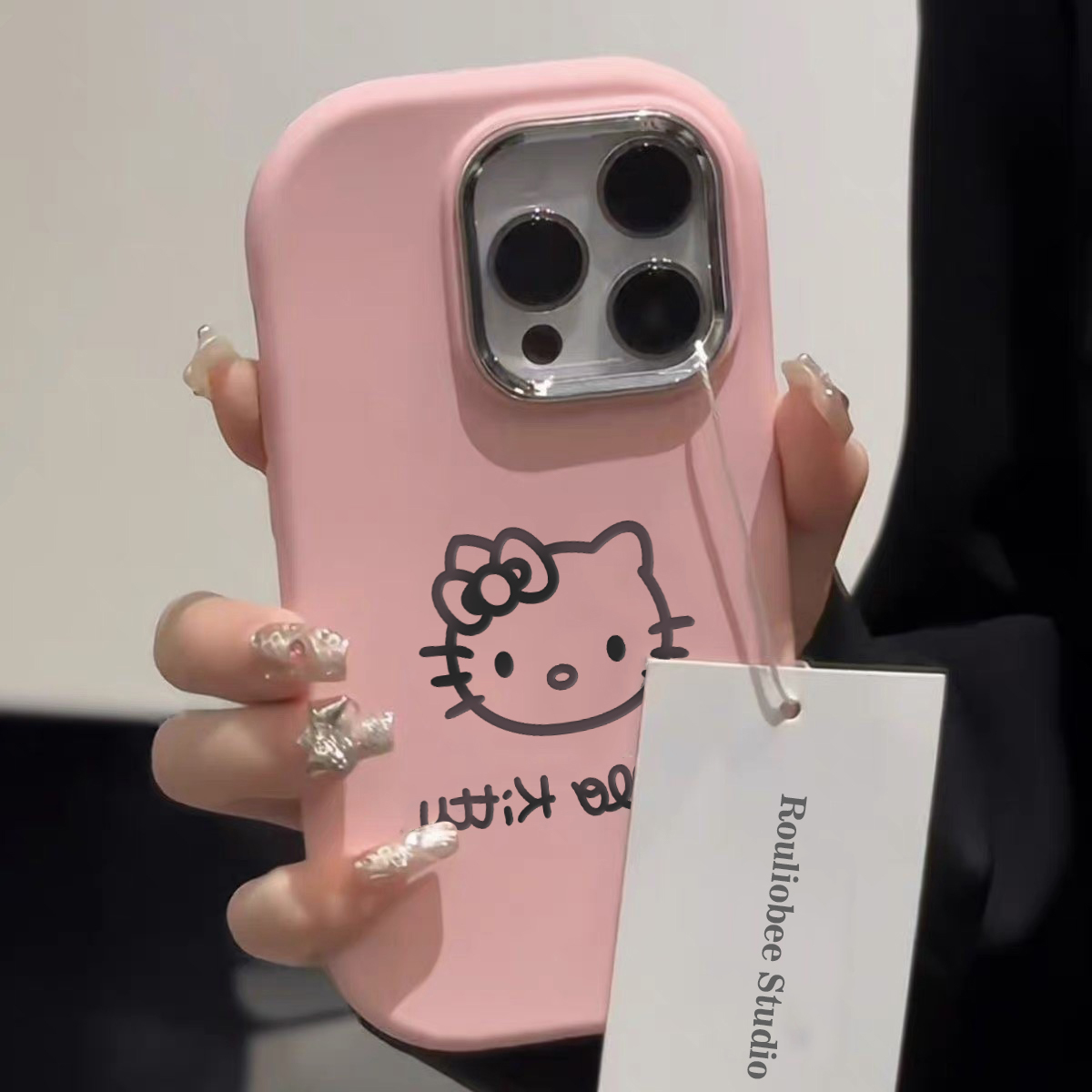 马卡龙简笔kt猫适用苹果15手机壳iphone13/14promax防摔12/11可爱