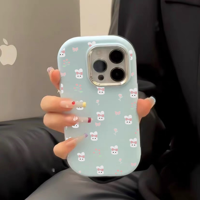肤感鲜花兔子适用苹果15手机壳iphone13/14promax防摔12/11女可爱