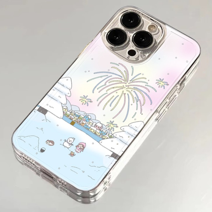 烟花雪地适用于iPhone15/14/13手机壳苹果小米vivo华为oppo软可爱