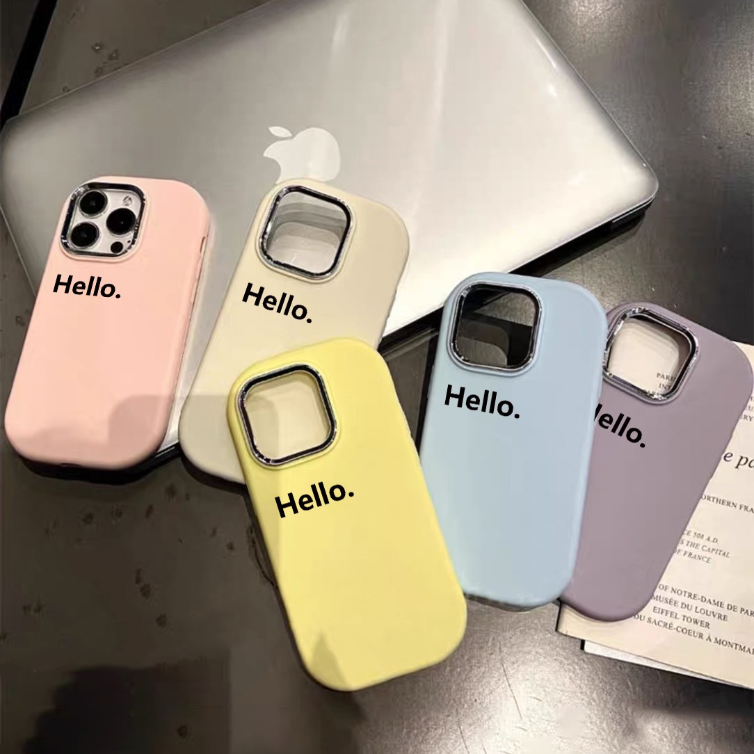 简笔hello肤感壳用苹果15手机壳iphone13/14promax防摔12/11可爱