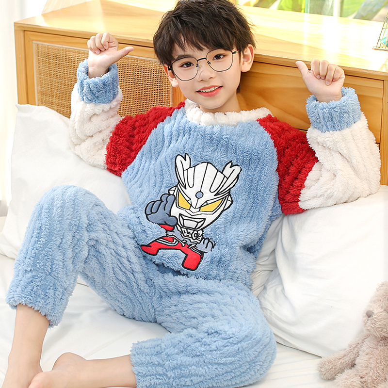 儿童睡衣女童珊瑚绒加绒加厚法兰绒秋冬季男童女孩宝宝家居服套装