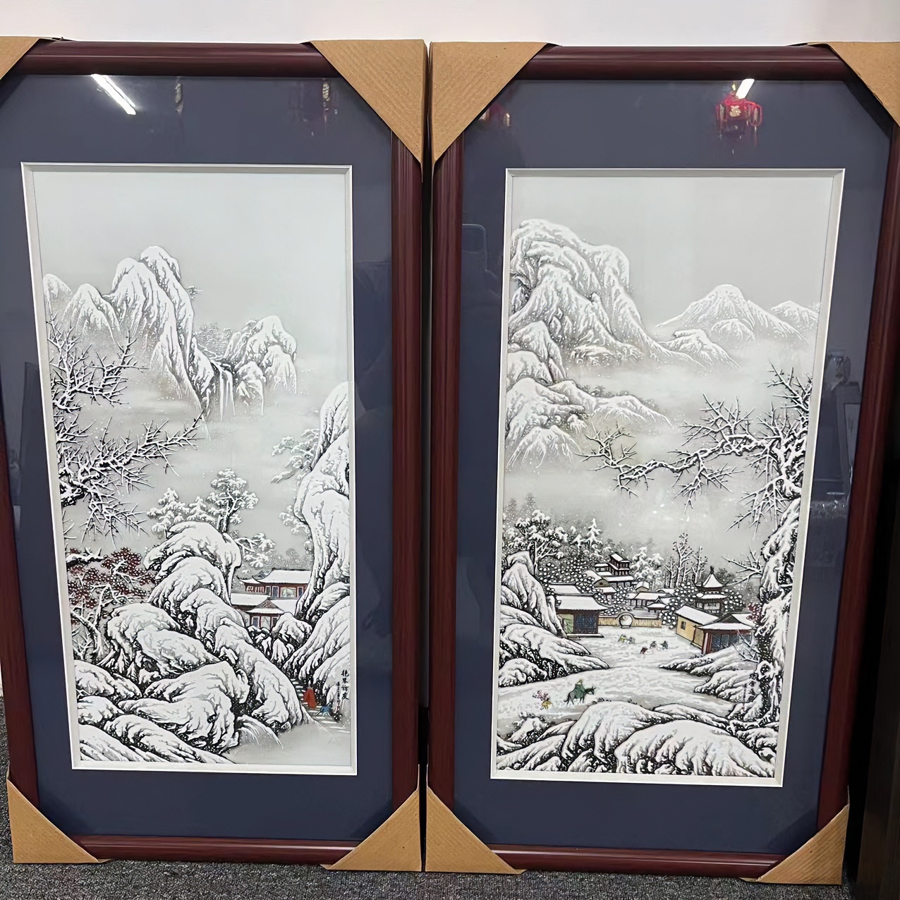 凌宗正 雪景四幅瓷板画