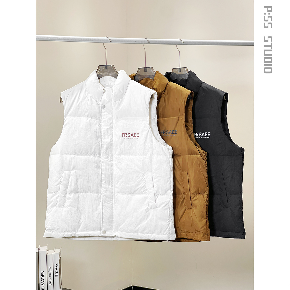 PHYSENSSY【印花立领马甲】冬季新款美式潮酷宽松百搭羽绒服