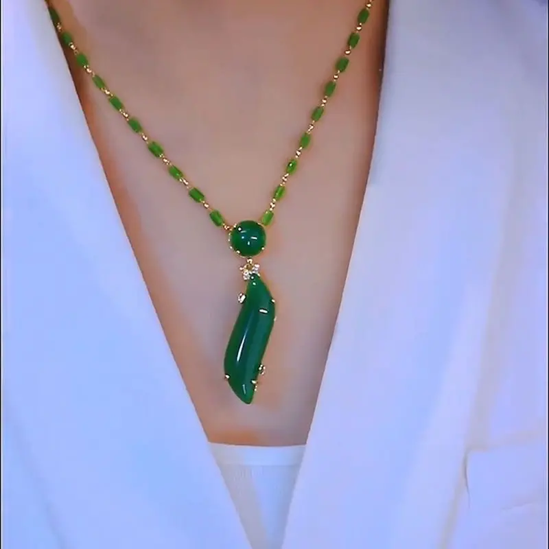 88266美人腰绿色精美气质小众轻奢项链