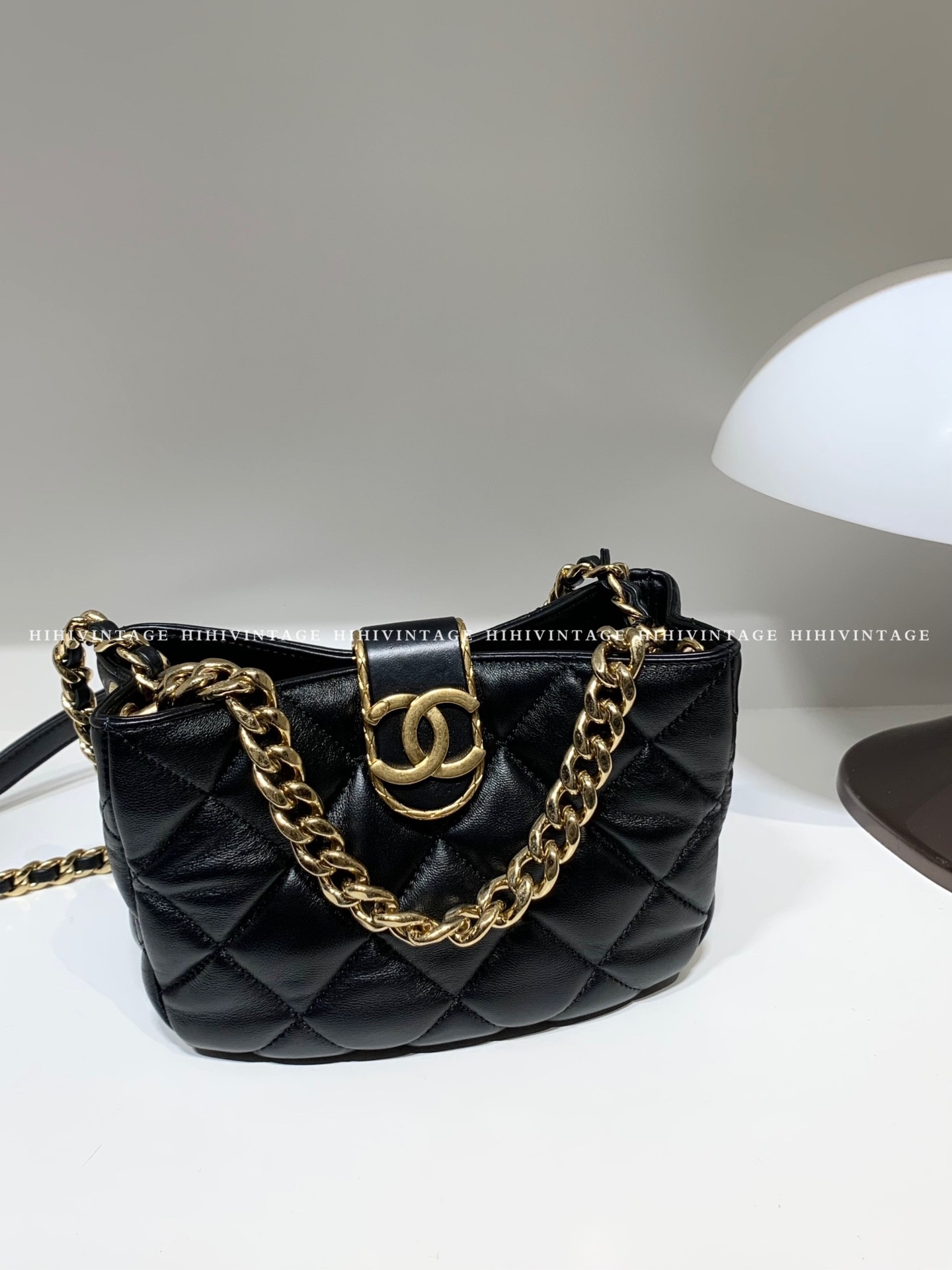 99新  HIHI精选/Chanel 黑金HOBO菱格斜挎包单肩包/6143327