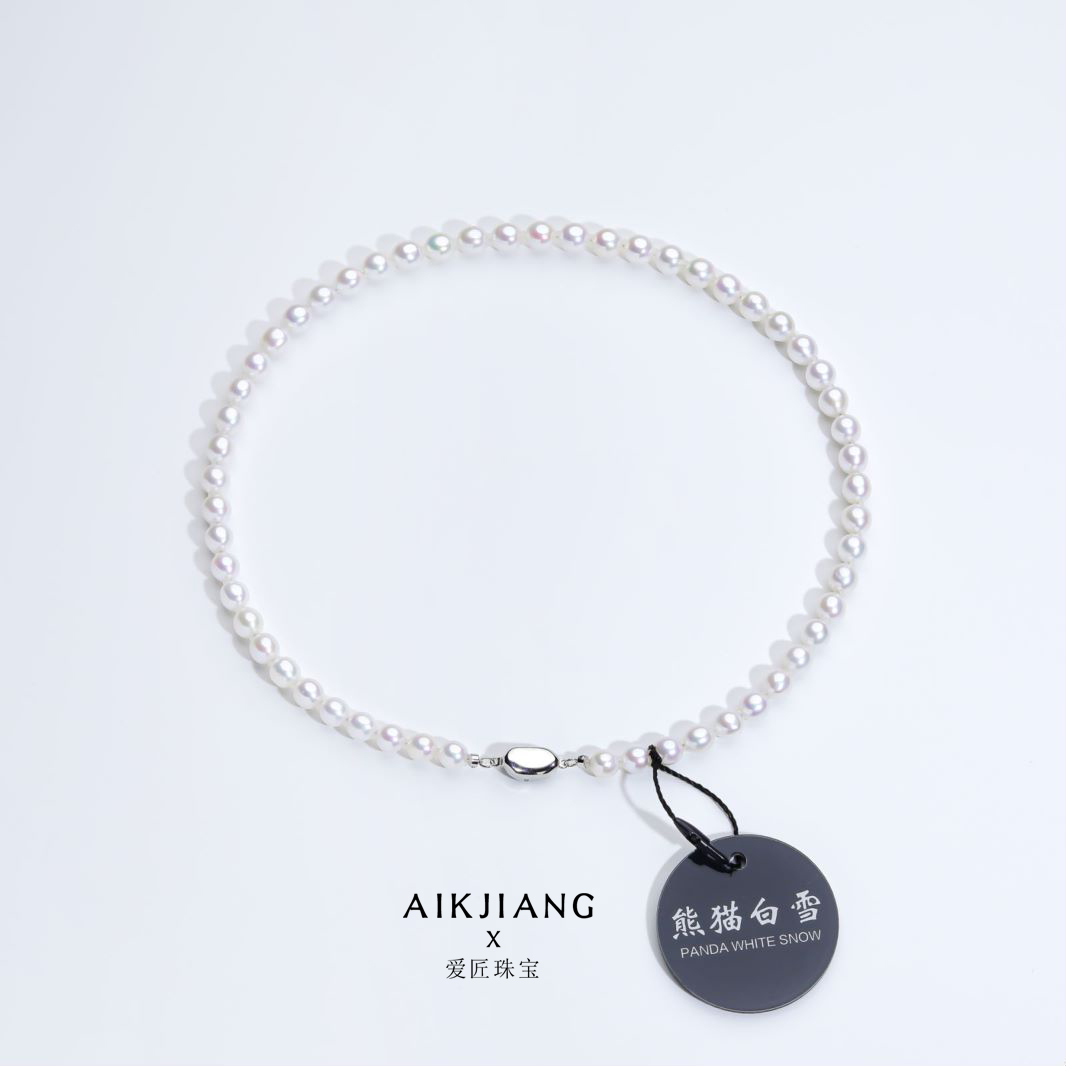 AIKJIANG/爱匠【白总】淡水珍珠【熊猫白雪】系列小点位项链小巧精致