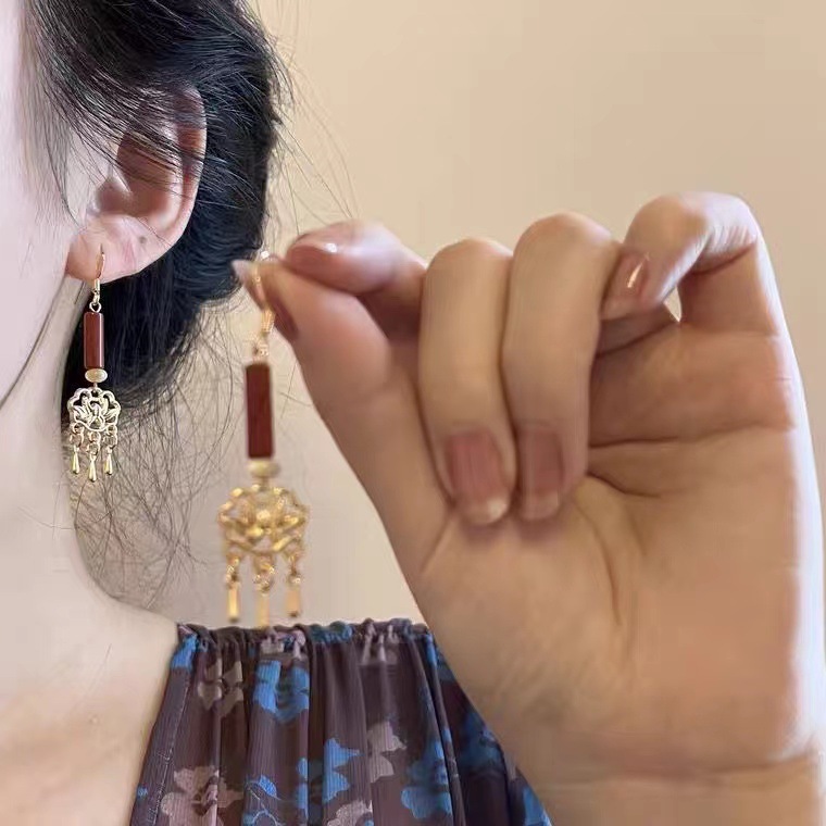 原创复古新中式流苏耳环2023年新款潮气质高级感古风汉服耳坠耳饰