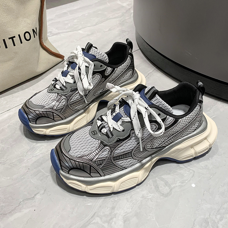 巴黎厚底拼色3XL老爹鞋女2023新款休闲百搭超火跑步运动鞋子男ins