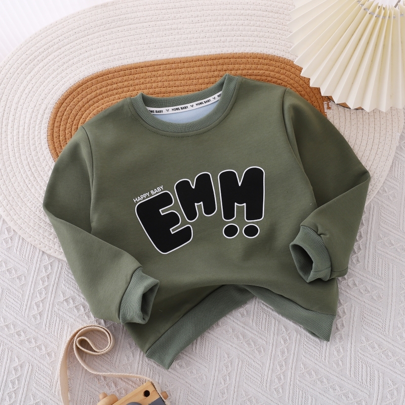 儿童宽松保暖长袖卫衣春秋2023潮流新款男女童时髦字母圆领上衣