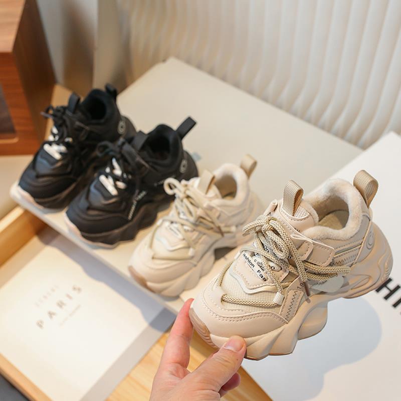 女百丽直播女童运动鞋2023秋冬新款软底加绒儿童鞋子冬季加厚保暖