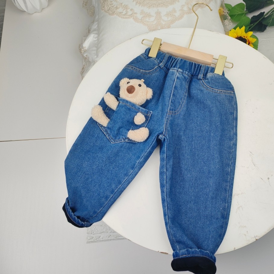 （现货）5726  男女童加绒加厚牛仔秋冬装时髦老爹裤童装