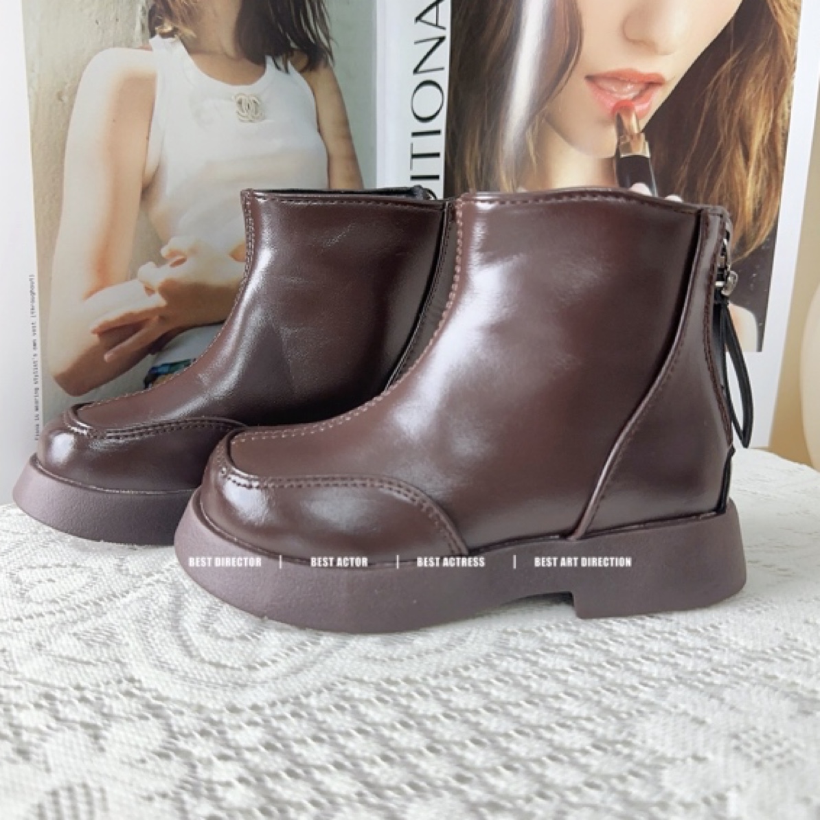 女童短靴2023冬季新款加绒复古英伦风厚底防滑