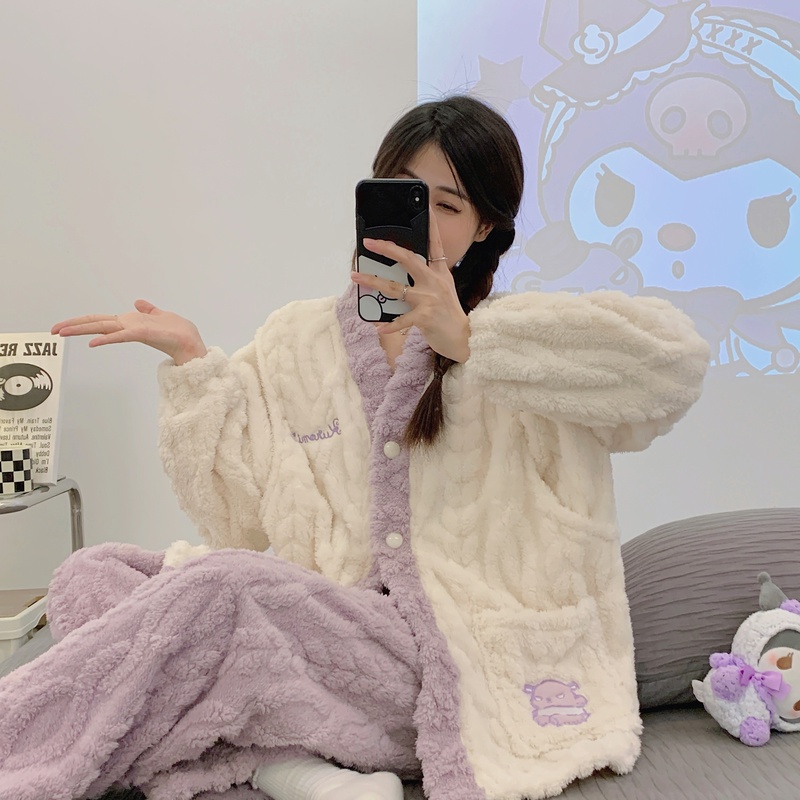 孕妇睡衣秋冬款怀孕期加厚加绒珊瑚绒月子服冬季产后哺乳女坐月子