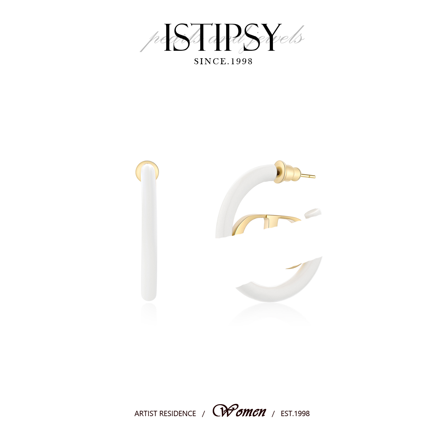 铜合金耳饰 ISTIPSY 字母圆圈拼色耳钉耳环
