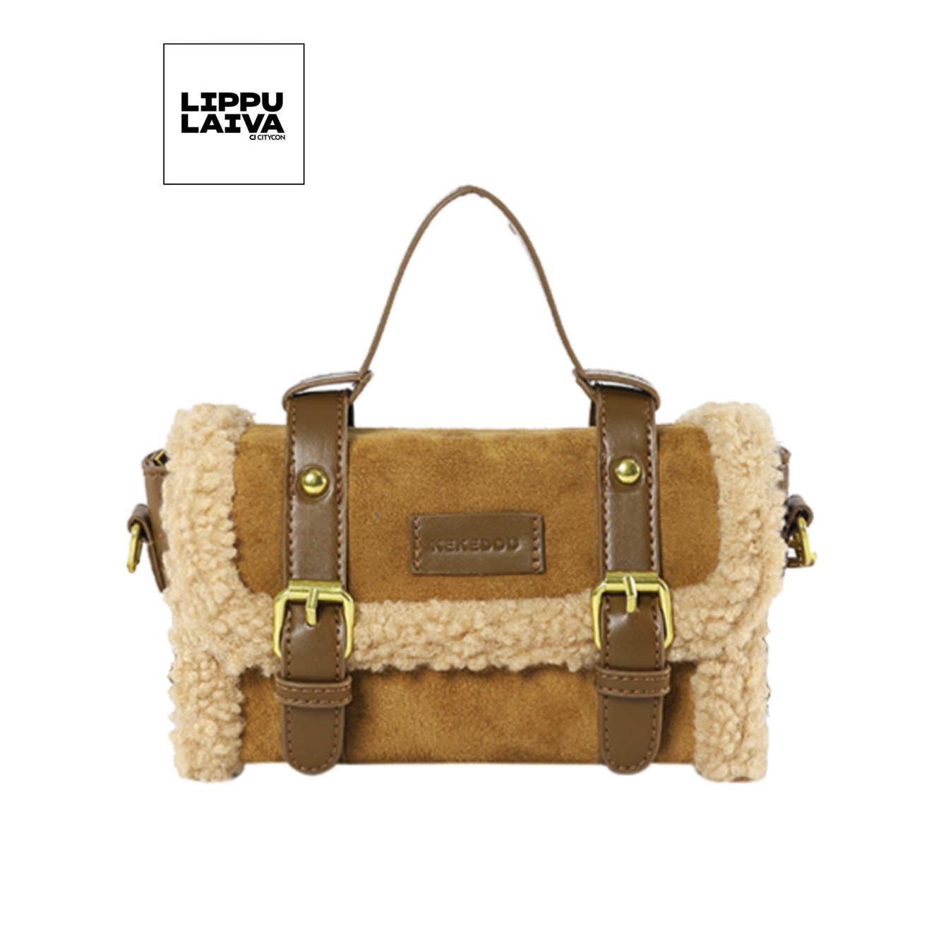 2023冬上新小众设计磨砂复古波士顿毛毛单肩斜挎手提小方包(c-1)