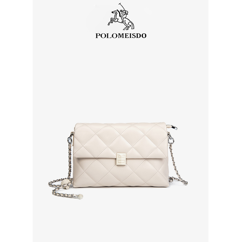 POLOMEISDO/保罗包包女新款小方包真皮菱格链条包百搭单肩斜跨包