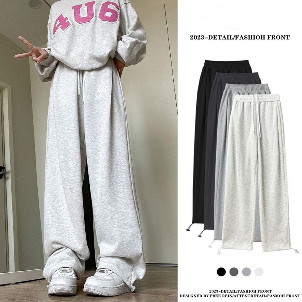 【可两穿】美式运动裤女秋冬季加绒束脚宽松休闲卫裤小个子阔腿裤女