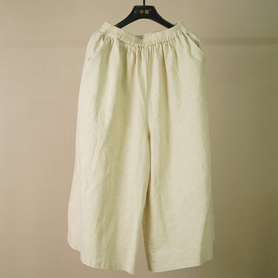 【续吉出品】2770（亚麻加绒）宽松百搭阔腿裤女高腰直筒休闲裤