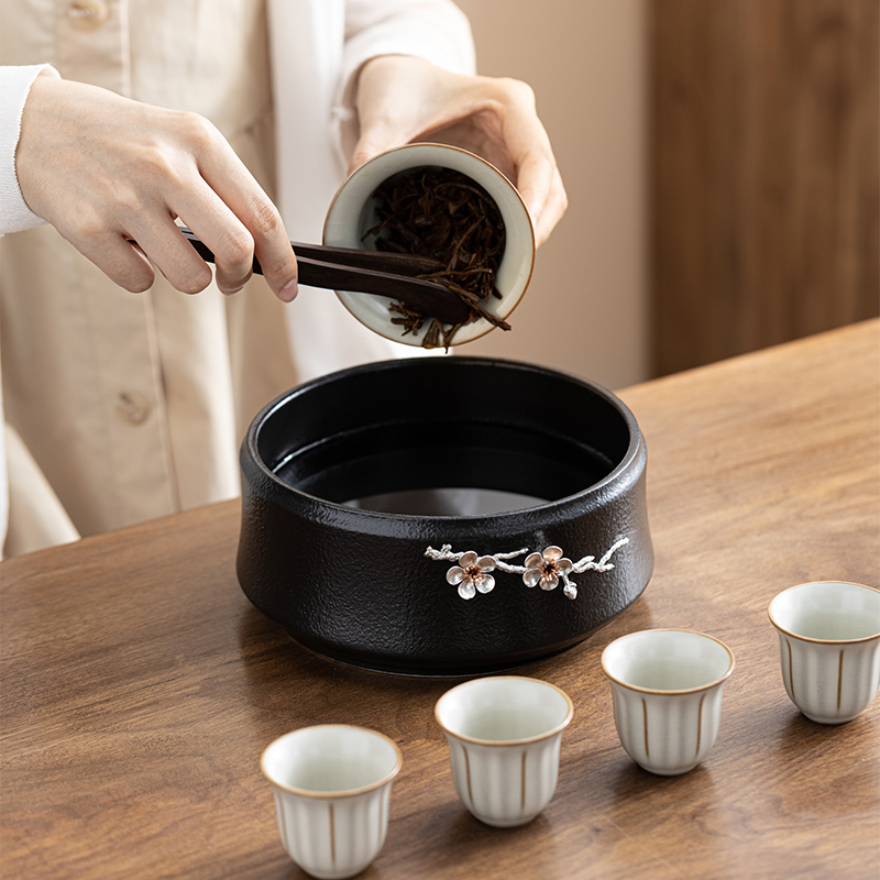 粗陶茶洗特大号家用洗茶杯洗茶器水盂茶海茶渣缸功夫茶具配件