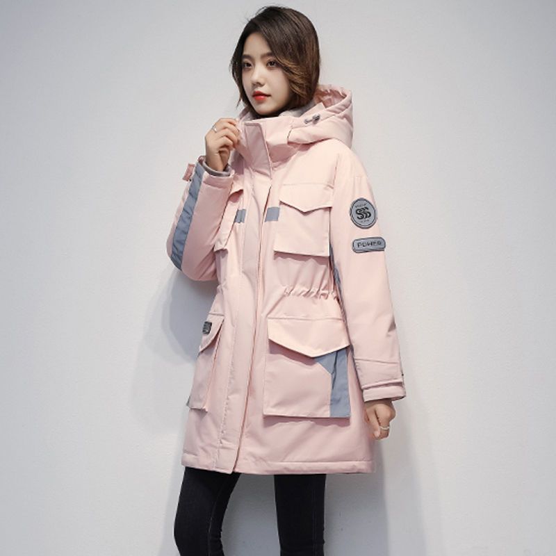 波司澄工装冲锋衣保暖羽绒服女户外中长款反季小个子派克服加厚收
