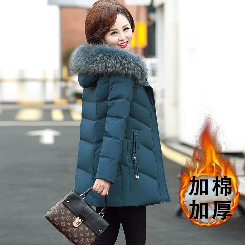 波司澄中老年女加绒加厚羽绒棉服妈妈装冬装中长款棉衣中年女装大