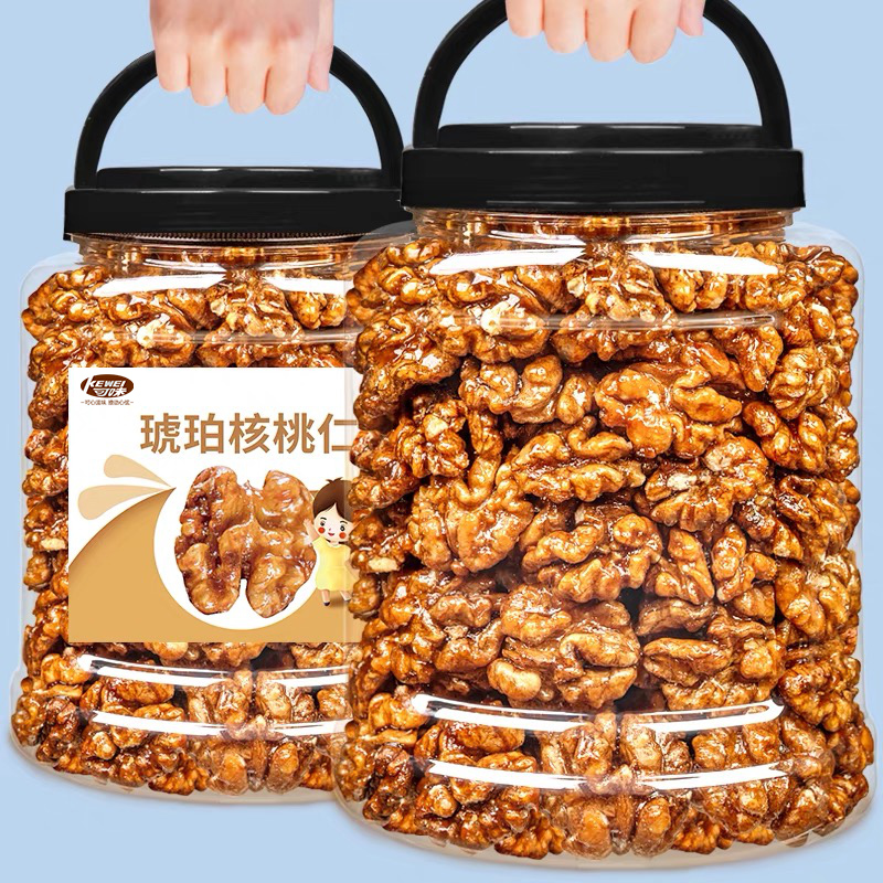 新货琥珀核桃仁罐装酥脆核桃仁蜂蜜味芝麻味微甜酥脆坚果零食