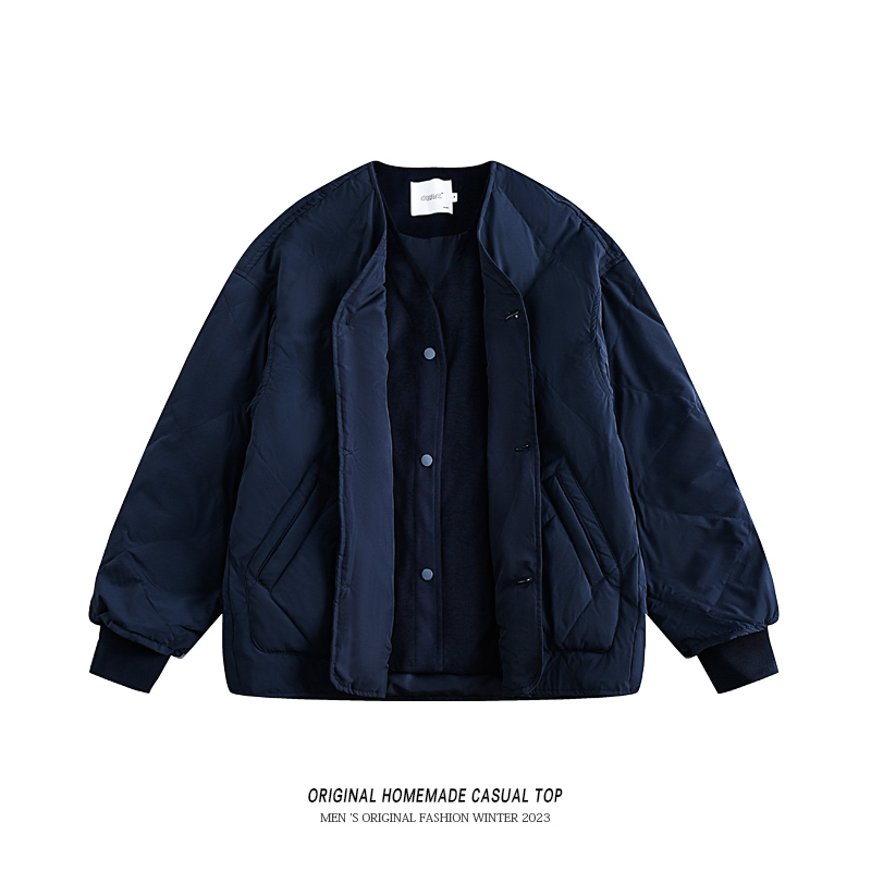 OLDTRIBE日系棒球领羽绒服男冬季宽松保暖外套90白鸭绒休闲棉衣潮