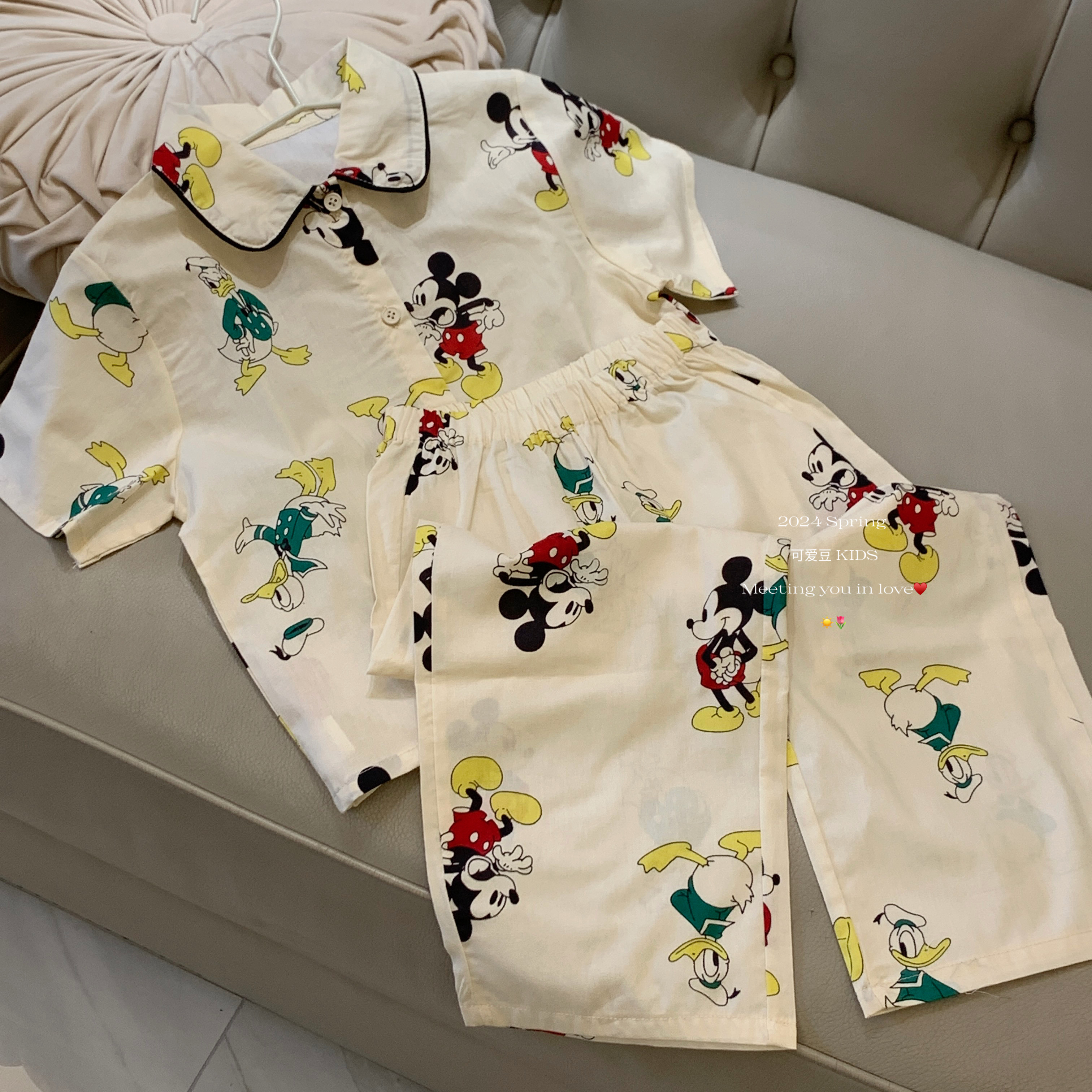 [现货]F1087-棉布数码印花 米奇睡衣套