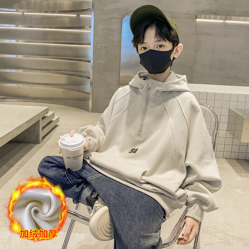 男童连帽卫衣秋冬款2023新款儿童炸街春装上衣中大童装秋季男孩潮