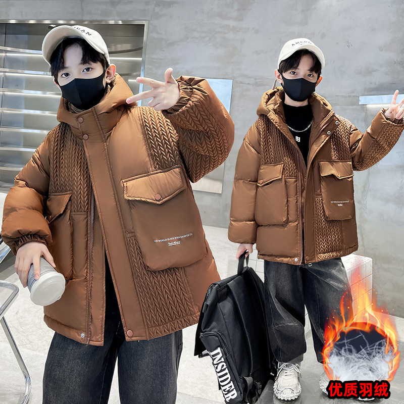 男童羽绒服冬季2023新款男孩中大洋气儿童装加厚冬装中长款外套潮