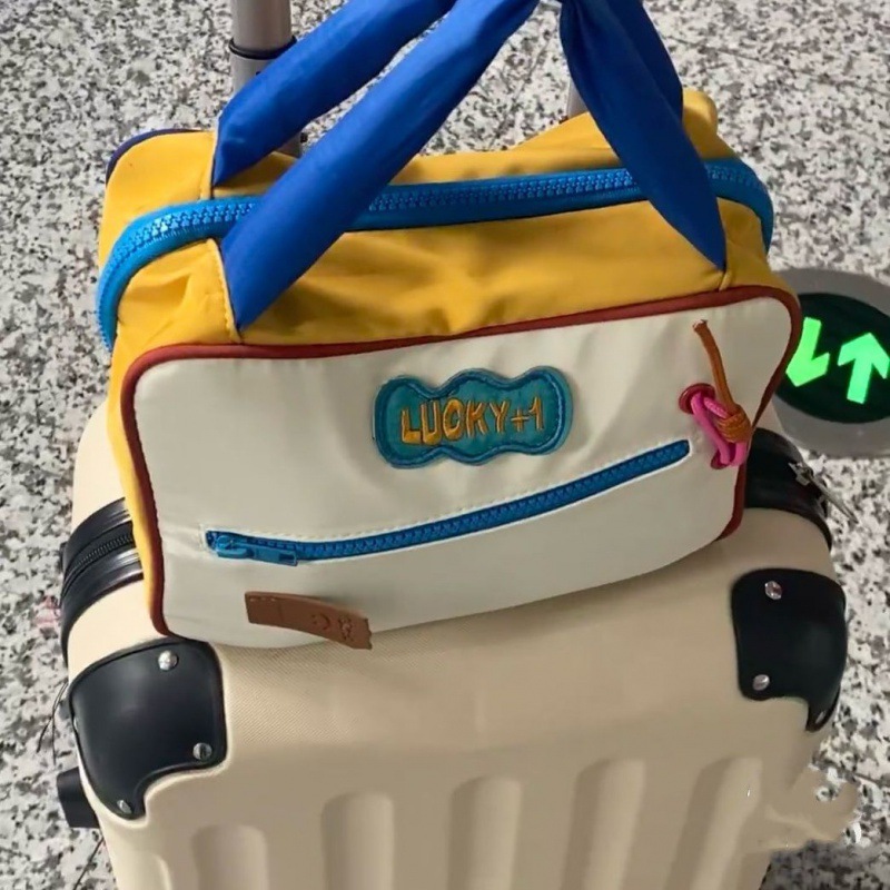 卡通旅行包可爱撞色化妆包妆外出收纳包袋便携旅行出游百搭包