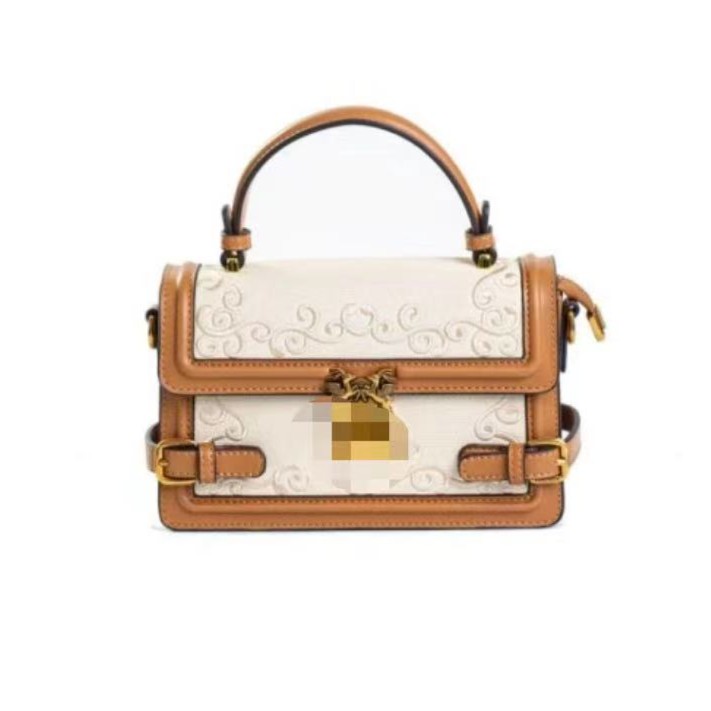 2023新款轻奢时尚女款包包高级刺绣潮拼色单肩斜挎手提小方包99