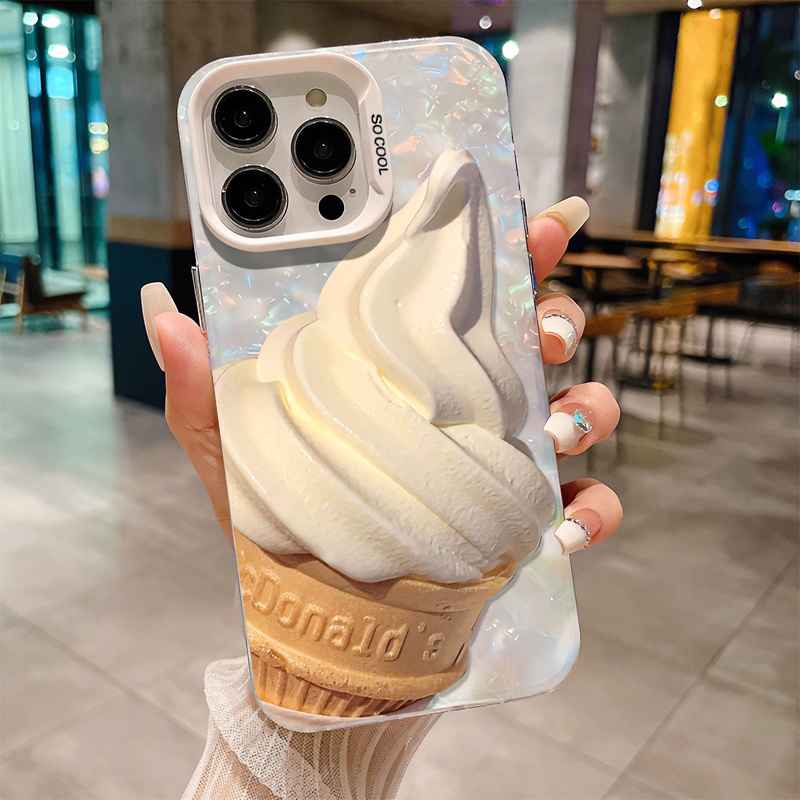 冰淇淋高级感苹果15pro手机壳女iphone14/13全包12彩色贝壳纹11