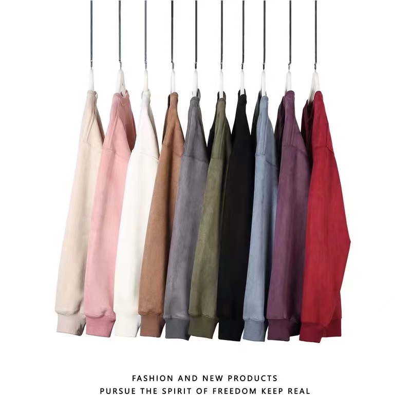 MR.BONE高克重磅麂皮绒圆领加绒卫衣秋冬男女同款