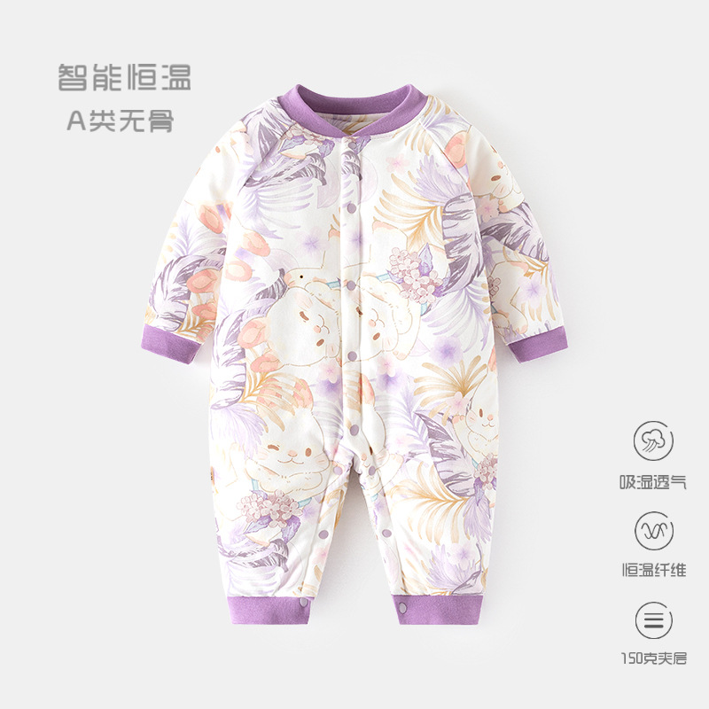 婴儿加棉恒温连体衣女宝宝宝湿透长袖新生婴婴幼儿拜年服儿童