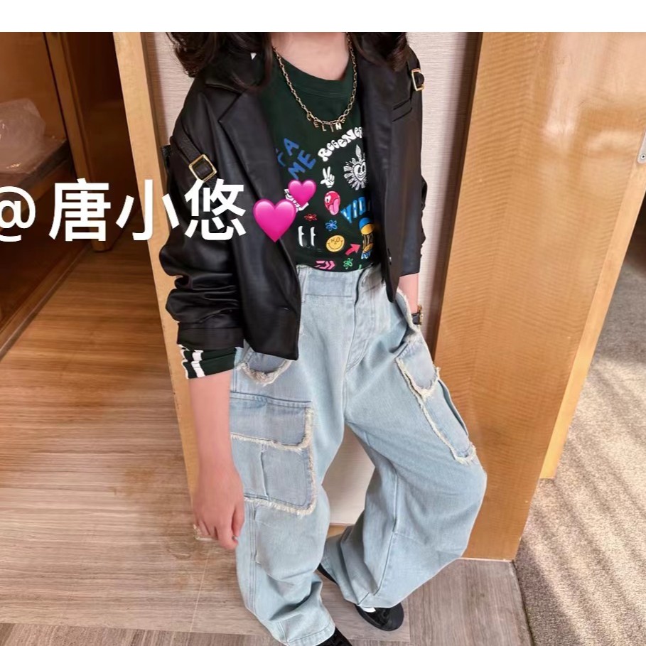 唐小悠 童装定制款 上新2023秋季上新绿色洋气打底衫