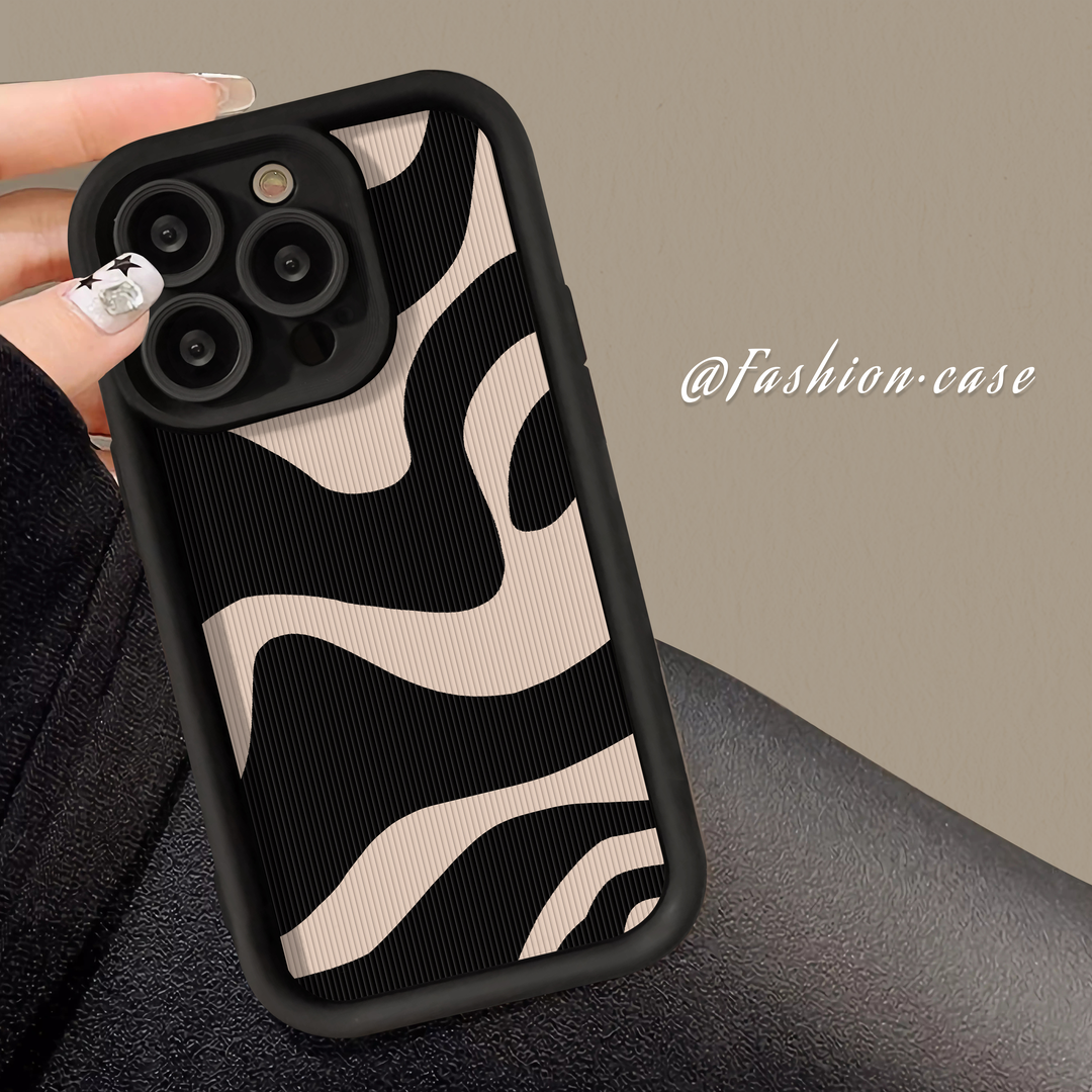 ins风斑马条纹苹果14promax个性防摔iPhone15Pro全包13Pro手机壳7