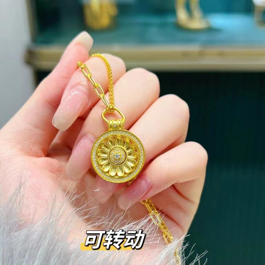 拾想点太阳花向日葵罗盘旋转吊坠宫廷风小雏菊可转动