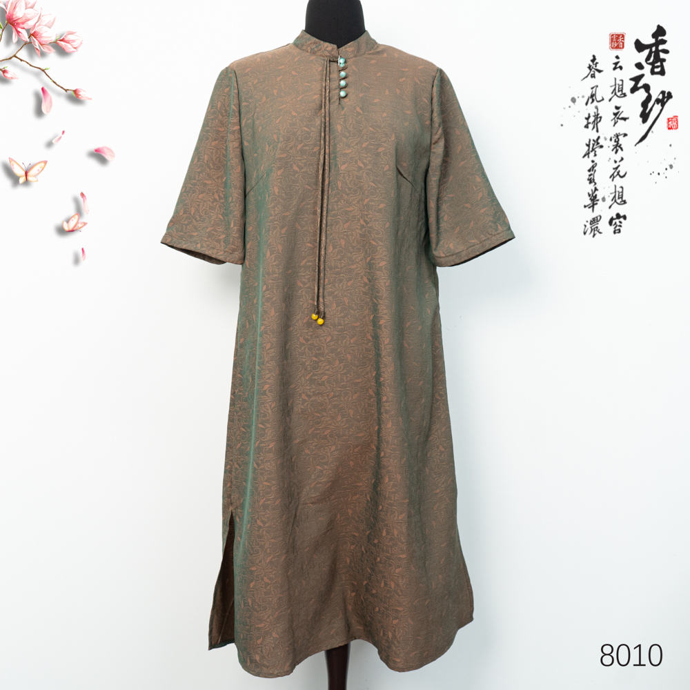 3C  2024新款冠乐绉提花透孔花萝连衣裙P8010